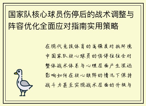 国家队核心球员伤停后的战术调整与阵容优化全面应对指南实用策略